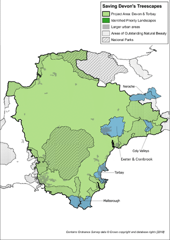 Saving Devon's Treescapes map